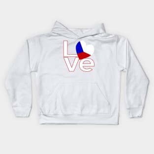 White Red Czech LOVE Kids Hoodie